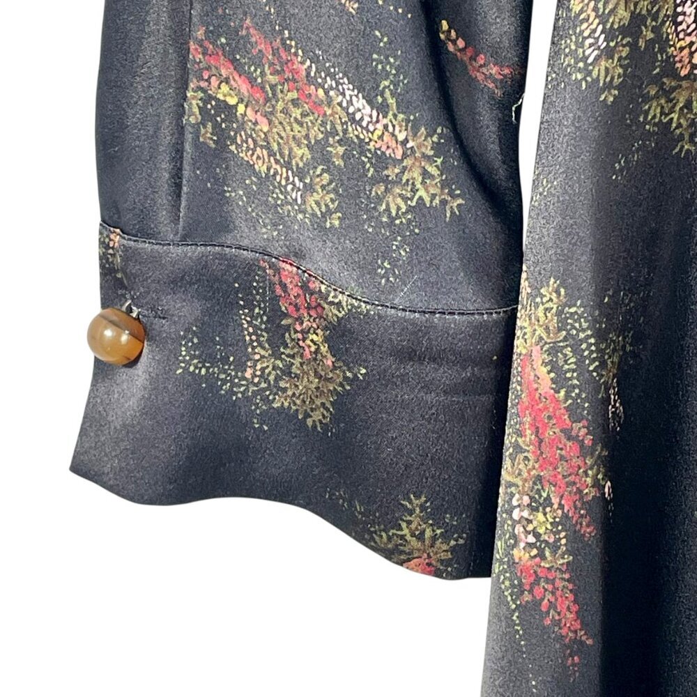 Vince Black Floral Long Sleeve Midi Dress XS Elegant V-Neck Casual Chic - Picture 6 of 15